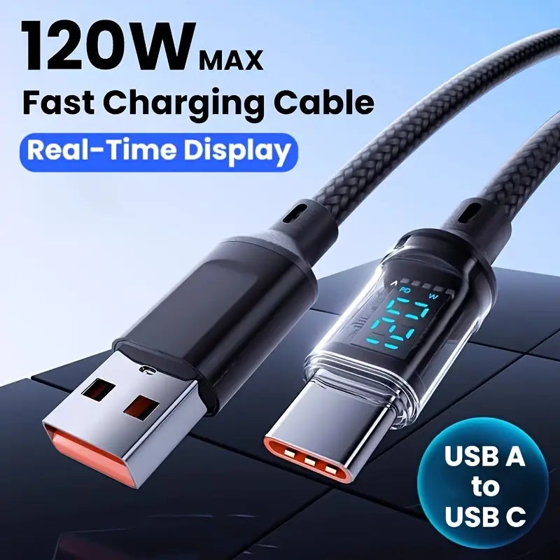 Fast Charging Cable USB A to USB C Data Transfer Lead Cord 2m