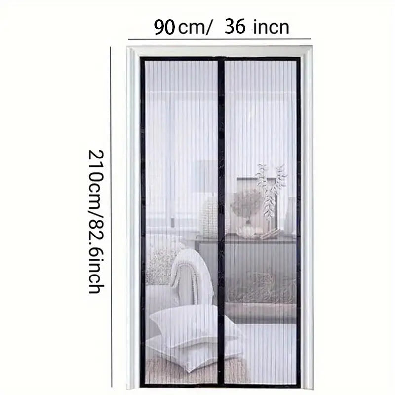 Magnetic Curtain Door Insect Protection Screen Door Mesh BLACK 90cm x 210cm