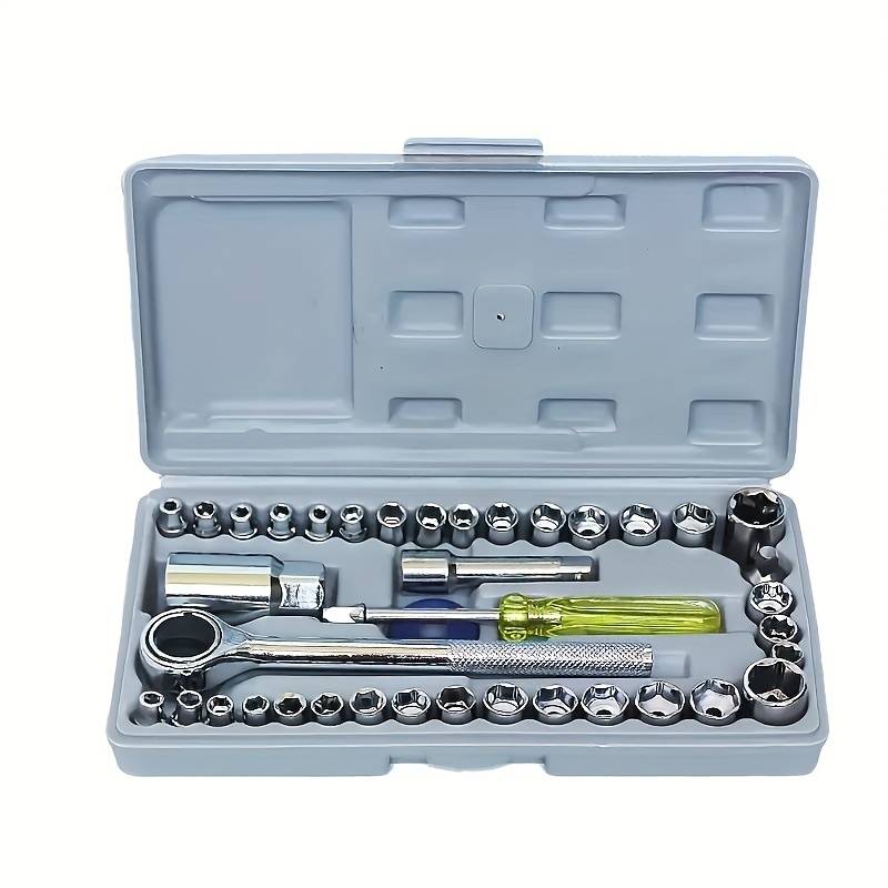 Small 40pcs 1/4" & 3/8" Socket Set for Car Bike Repair and Home Use