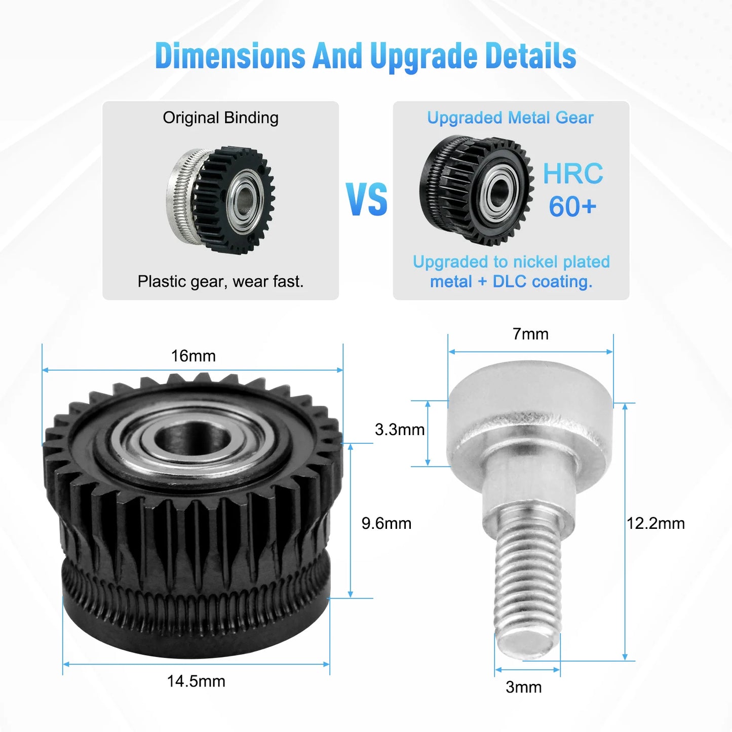 K1/K1C Filament Extruder Gear Set for Creality printer in black