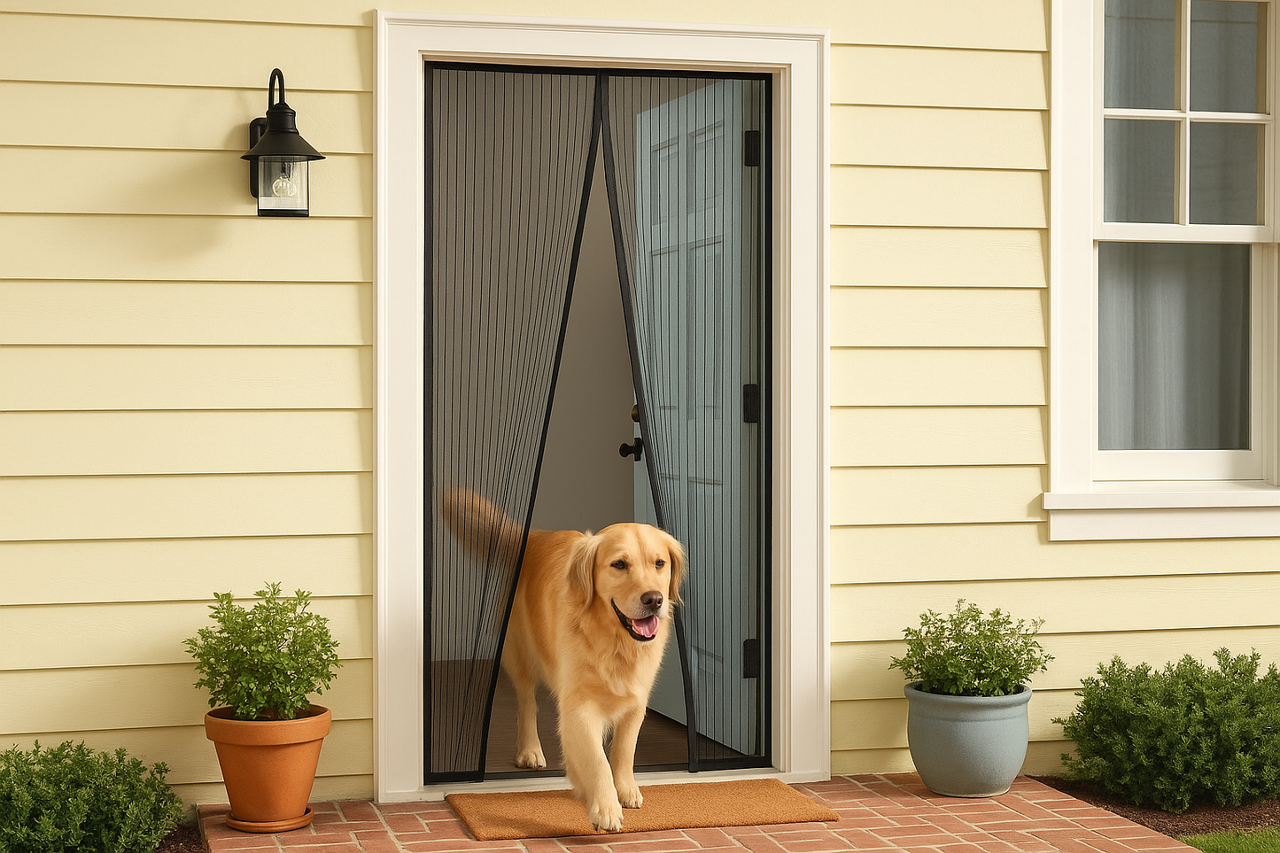 Magnetic Curtain Door Insect Protection Screen Door Mesh BLACK 90cm x 210cm