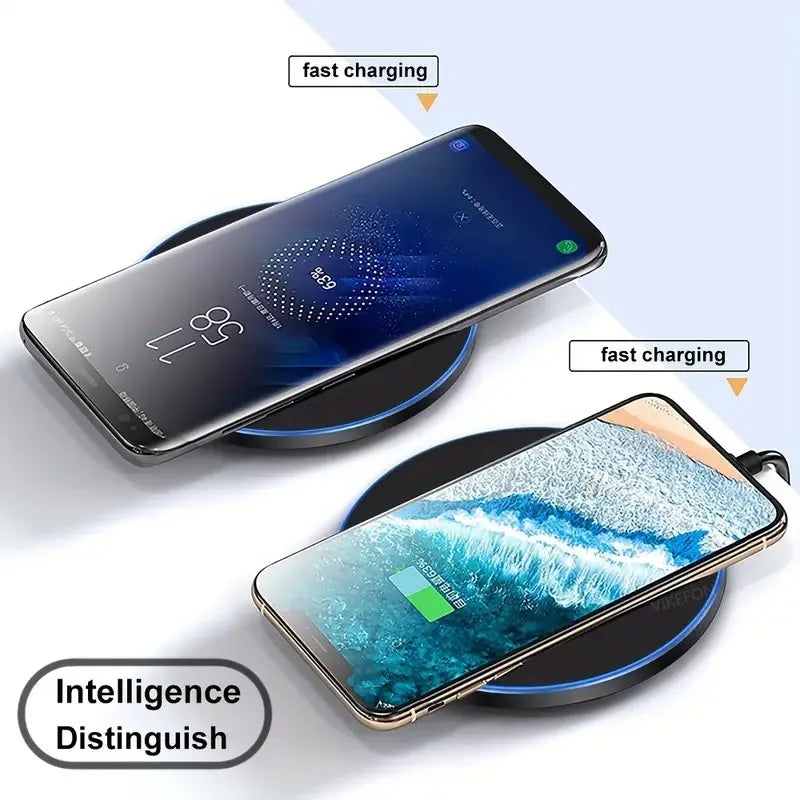Fast Wireless Charger with small USB A to USB C Cable Lead Cord BLACK