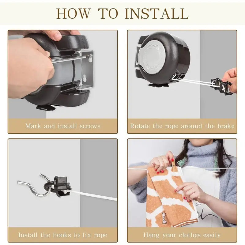 Wall-Mounted Dual Retractable Rope, Heavy-Duty Laundry Drying Line - klmarket.uk