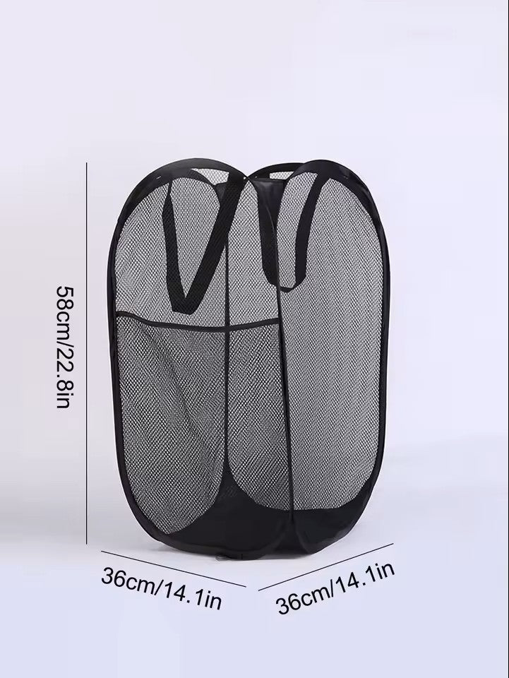 Foldable Compact Laundry Basket Mesh Pop Up Laundry Hamper Side Pocket #3 - klmarket.uk