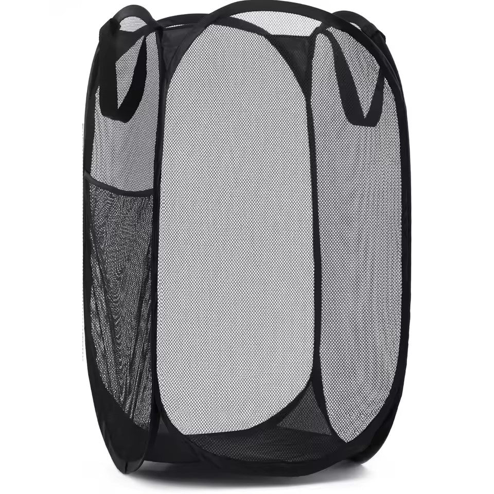 Foldable Compact Laundry Basket Mesh Pop Up Laundry Hamper Side Pocket #3 - klmarket.uk