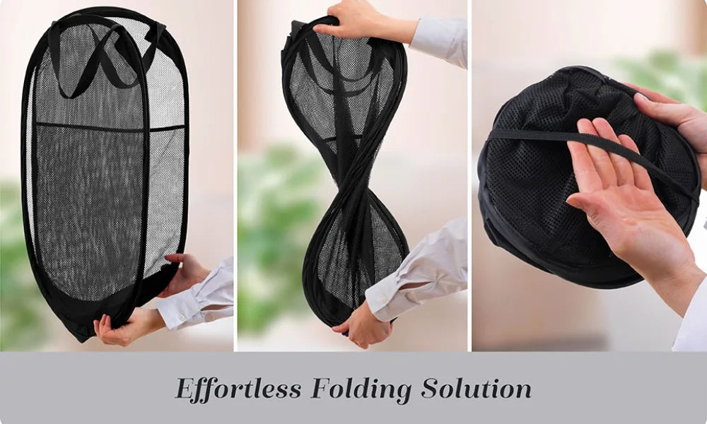 Foldable Compact Laundry Basket Mesh Pop Up Laundry Hamper Side Pocket #3 - klmarket.uk