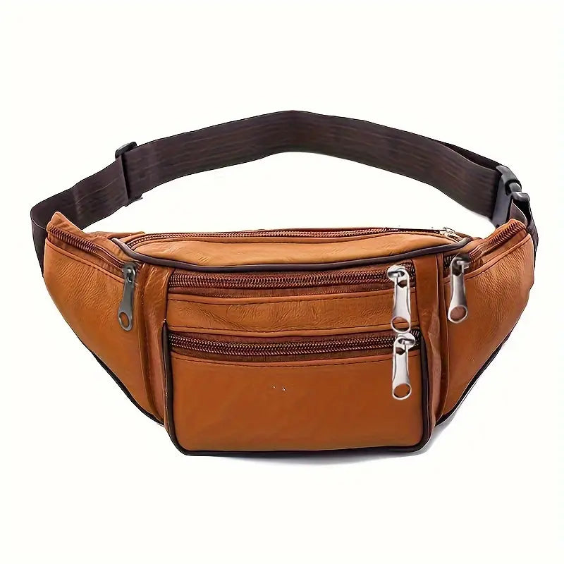 Waist Bag Multi-Functional Fanny Pack with Zipper for Running Hiking BROWN - klmarket.uk