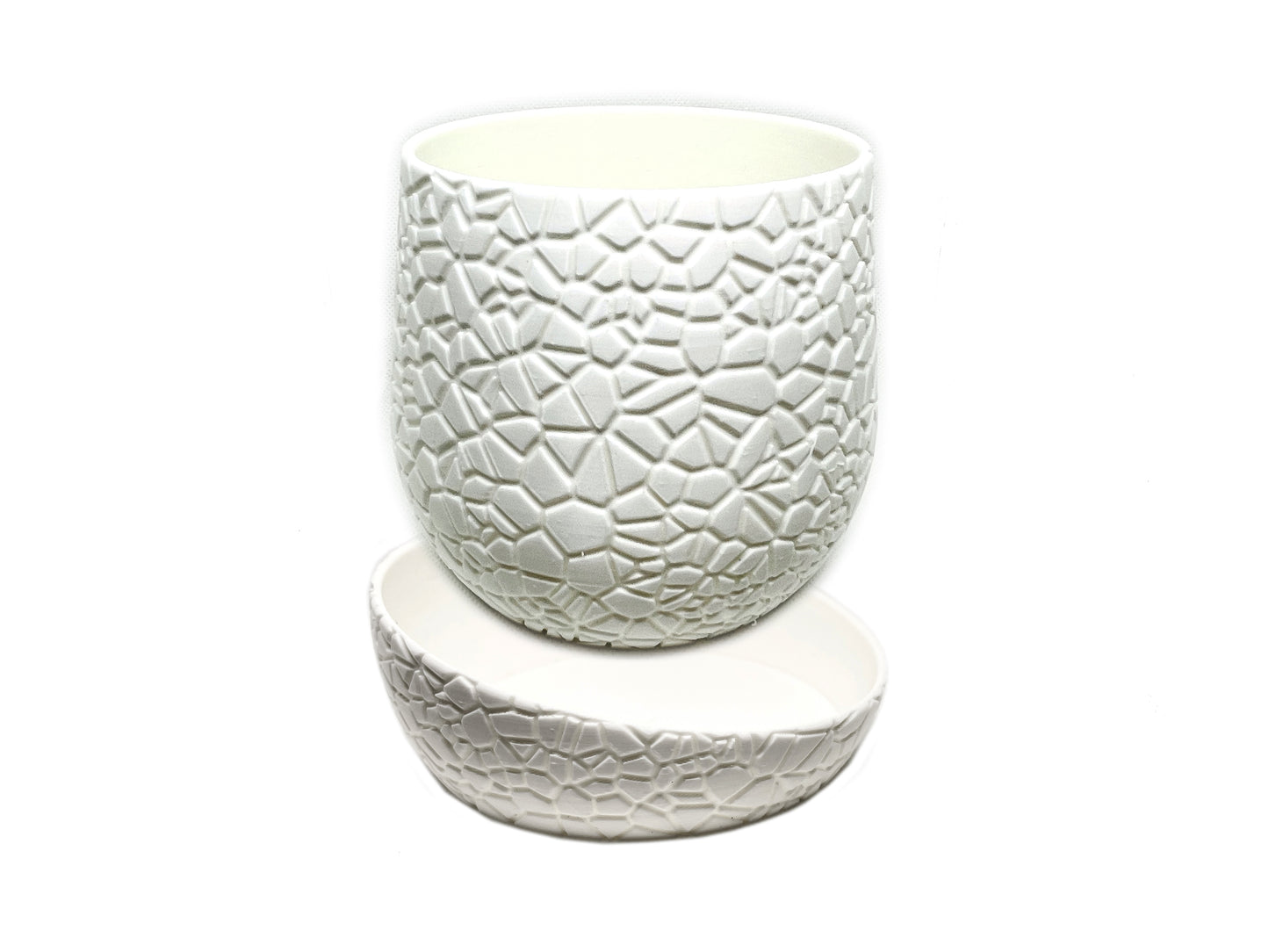 Small Modern Indoor Plant Pot With Drainage Hole And Drainage Tray WHITE #002