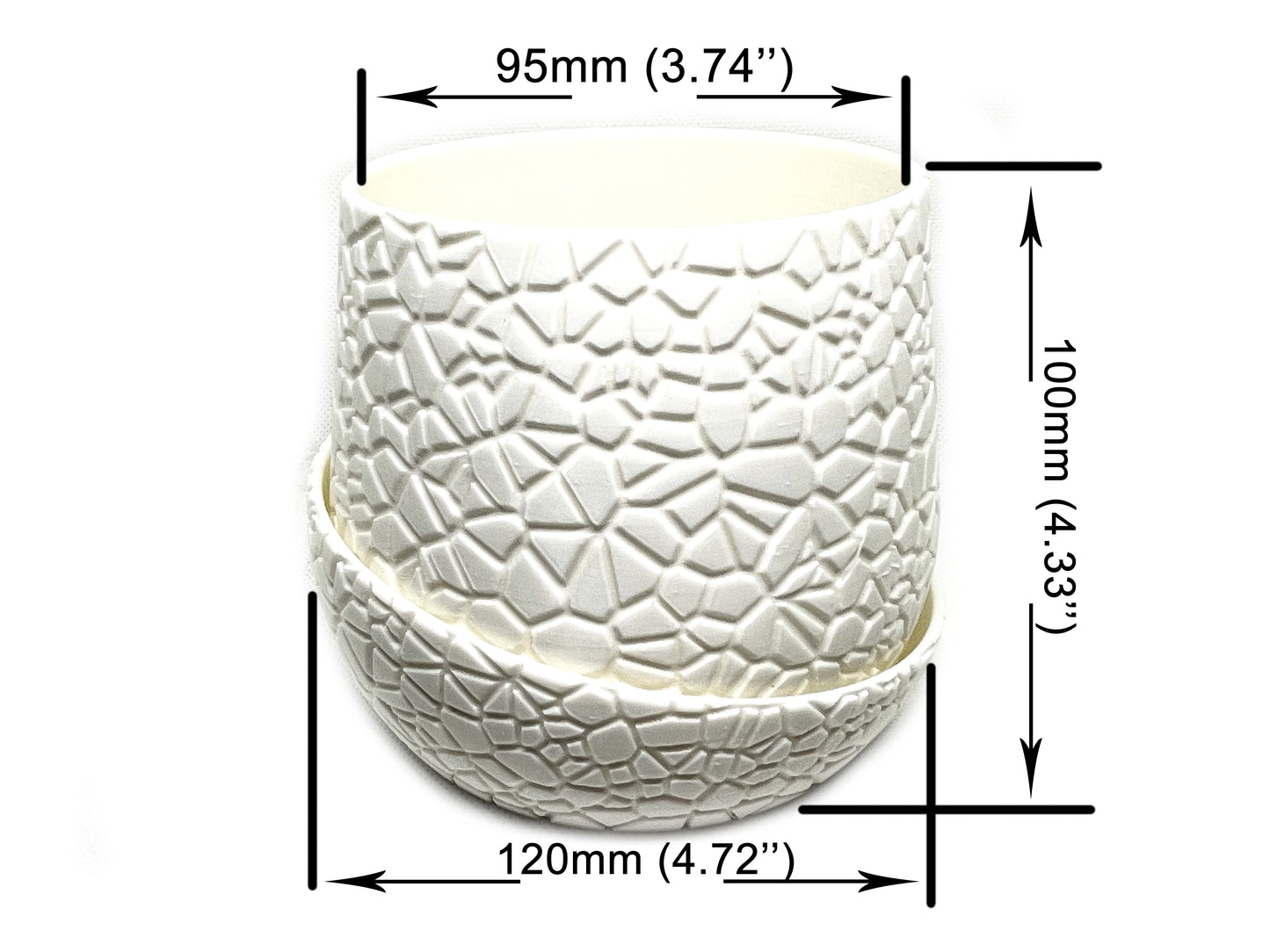 Small Modern Indoor Plant Pot With Drainage Hole And Drainage Tray WHITE #002