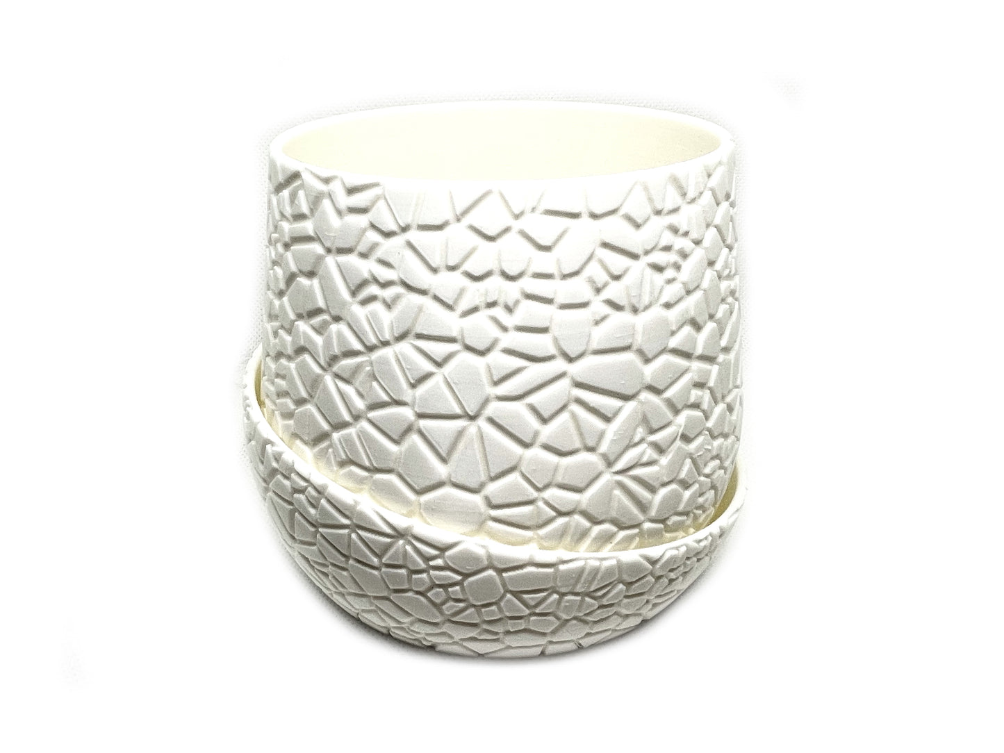 Small Modern Indoor Plant Pot With Drainage Hole And Drainage Tray WHITE #002