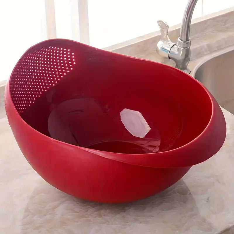 RED Rice Washing Drain Basket Colander Strainers for Vegetables Fruit Rice etc..