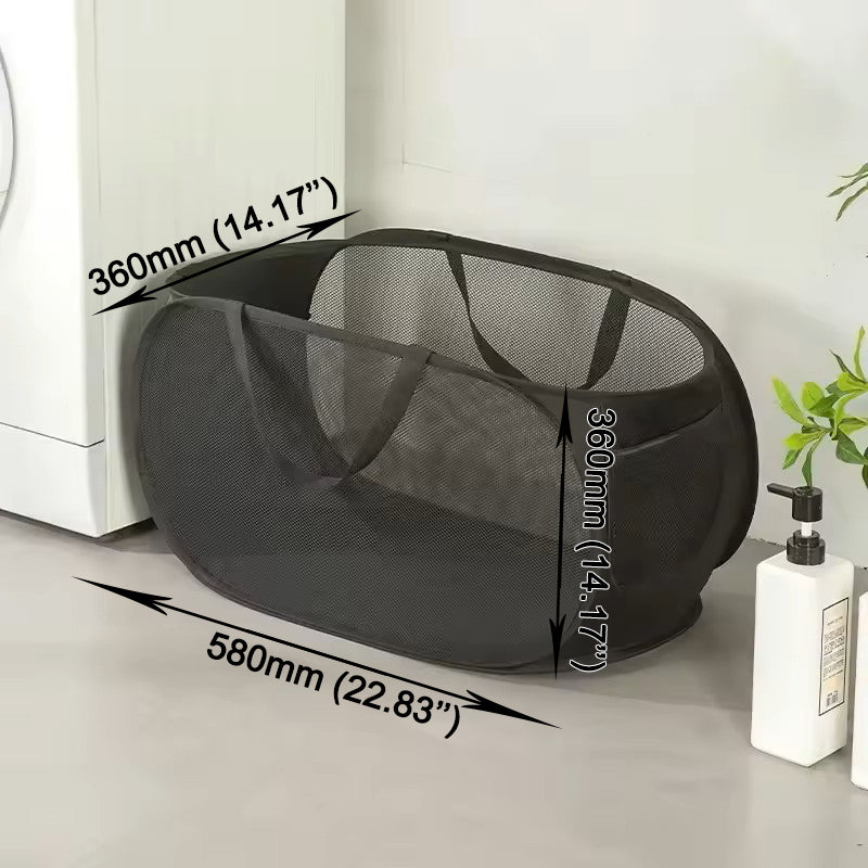 Foldable Compact Laundry Basket Mesh Pop Up Laundry Hamper With Side Pocket