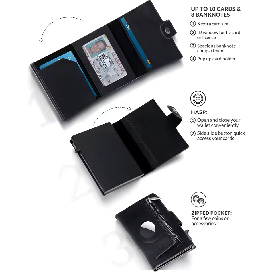 SMALL Credit Card Holder With Airatg Slot Men Wallet Bank Cardholder Case