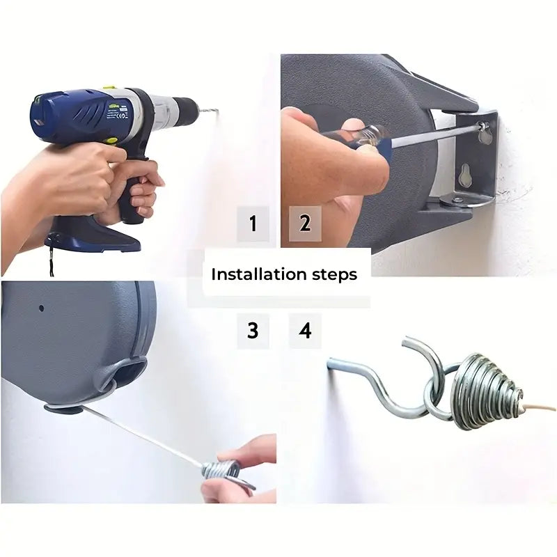 Wall-Mounted Single Retractable Rope, Heavy-Duty Laundry Drying Line GREY