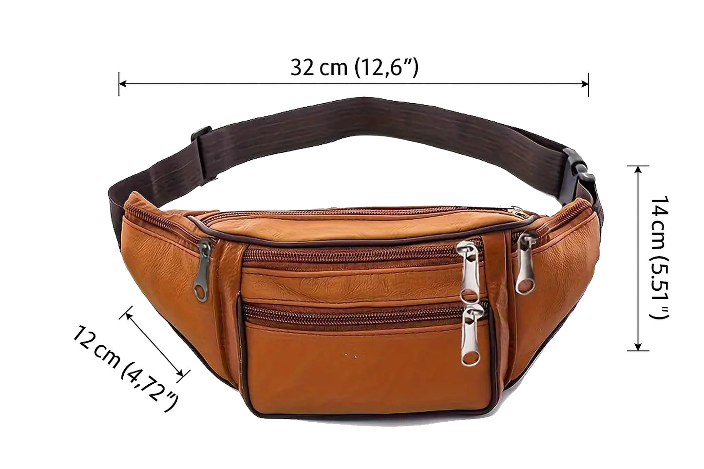 Waist Bag Multi-Functional Fanny Pack with Zipper for Running Hiking BROWN - klmarket.uk