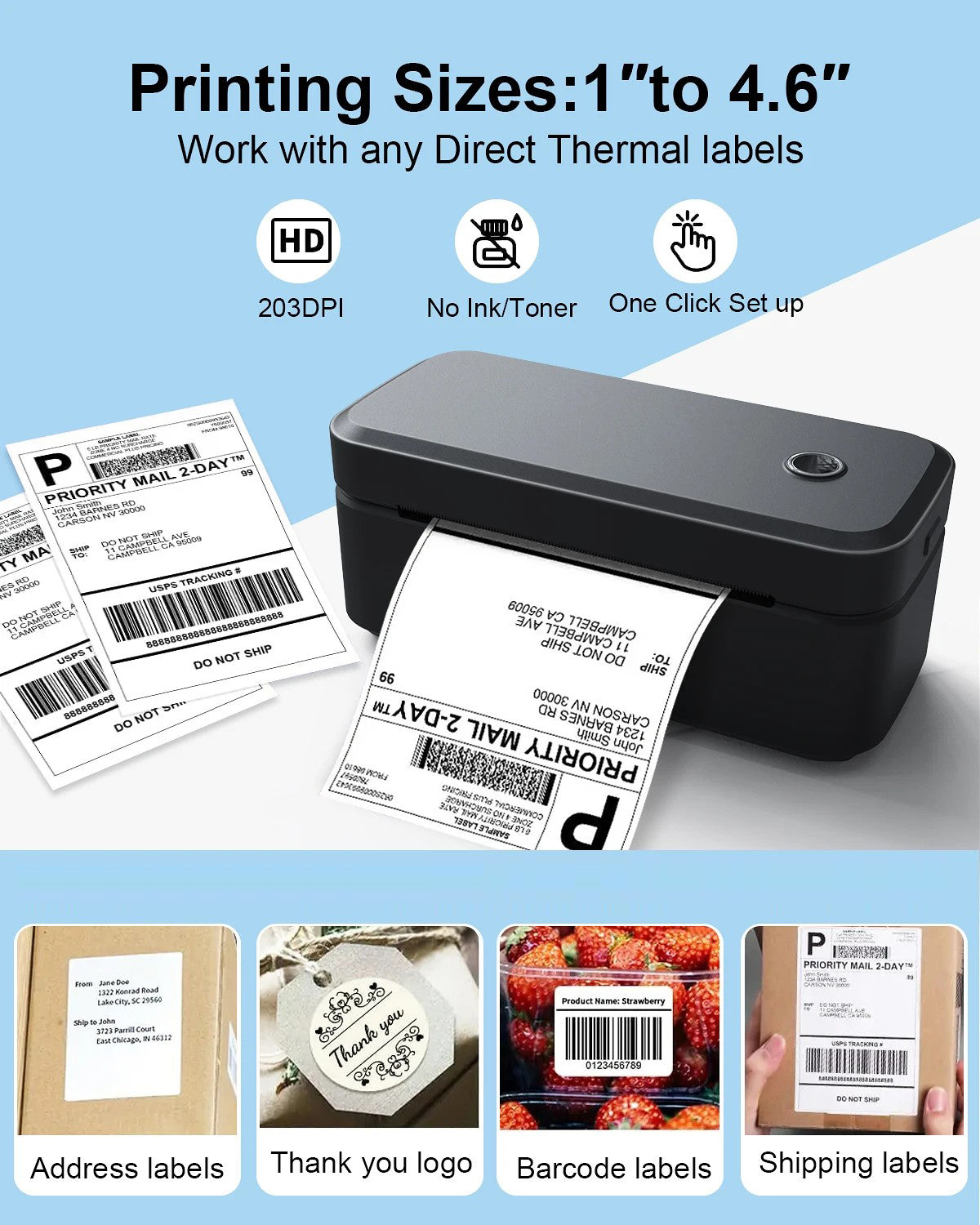Thermal Label Printer 4x6'' Etsy, Shopify, eBay, Royal Mail, Evri - klmarket.uk