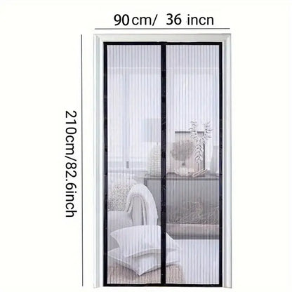 Magnetic Curtain Door Insect Protection Screen Door Mesh BLACK 90cm x 210cm