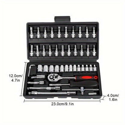 Small Socket Set Tools for Car Bike Repair and Home Use 46pcs