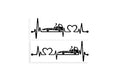 2x Love Tow Truck Heart Beat ECG Bumper Sticker Vinyl Decal - klmarket.uk