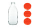 3x RED SKIMMED Classic 1 pint Glass Milk Bottle Tops Caps Lids - klmarket.uk