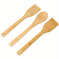 3x Bamboo Spoon Spatula Wooden Cooking Utensils Turner Tool Set - klmarket.uk