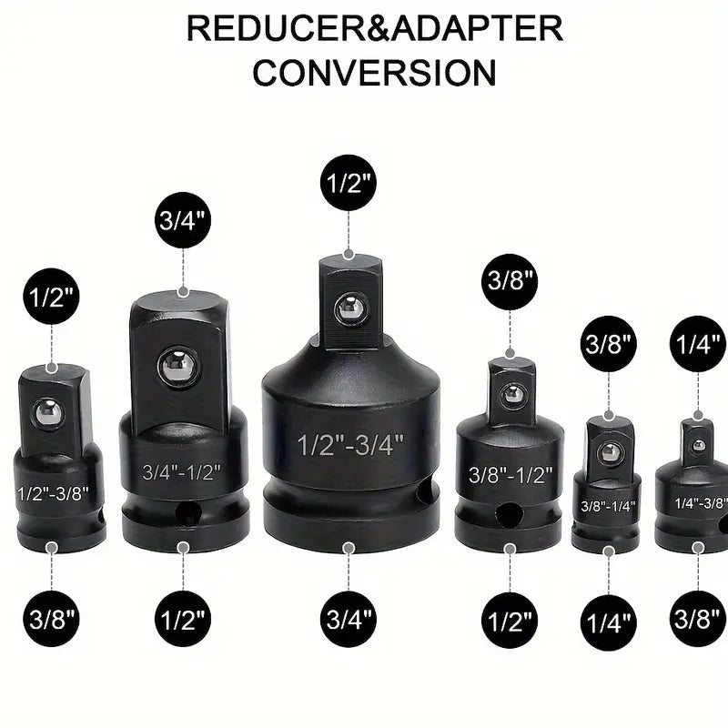 Socket Adapter Set 6pcs 1/4", 3/8", 1/2", 3/4"