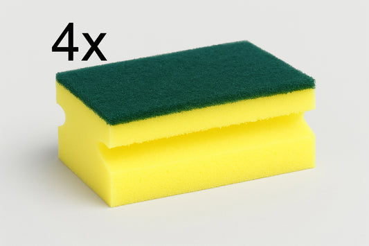 4x Sponge Scrub Double Sided Grinding Ergonomic Design Easy to Grip - klmarket.uk