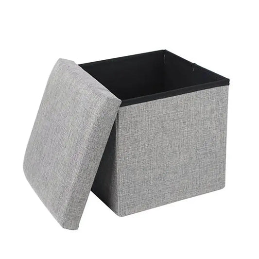 Grey Footstool Leg Foot Rest with Storage Box 300mm x 300mm x 300mm