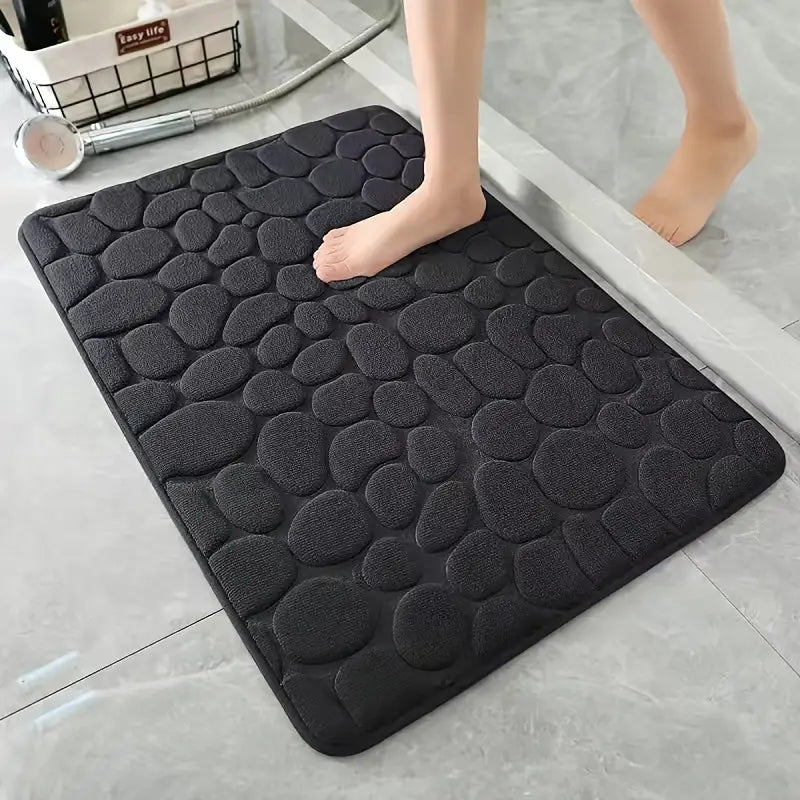  Non-Slip Bath Mat Quick Absorbent Drying Bathroom Rug Floor Carpet BLACK - klmarket.uk