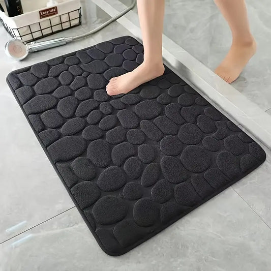  Non-Slip Bath Mat Quick Absorbent Drying Bathroom Rug Floor Carpet BLACK - klmarket.uk