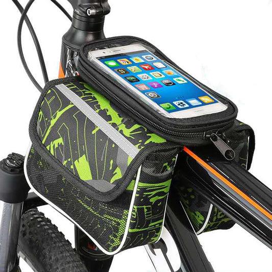 Bike Frame Bag Double Bag Saddle top Tube Bag With Slot For Mobile Phone - klmarket.uk