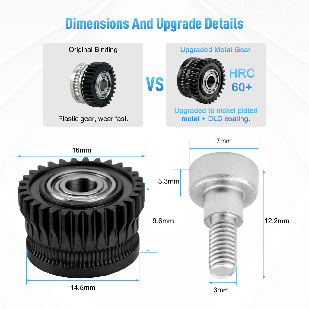 K1/K1C Filament Extruder Gear Set for Creality printer in black
