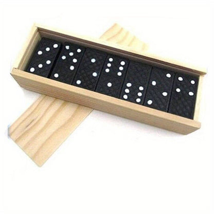 Board Game Dominoes 28pcs Black With Wooden Box - klmarket.uk