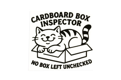 Cat Cardboard Box Inspector Funny Bumper Sticker Vinyl Decal - klmarket.uk