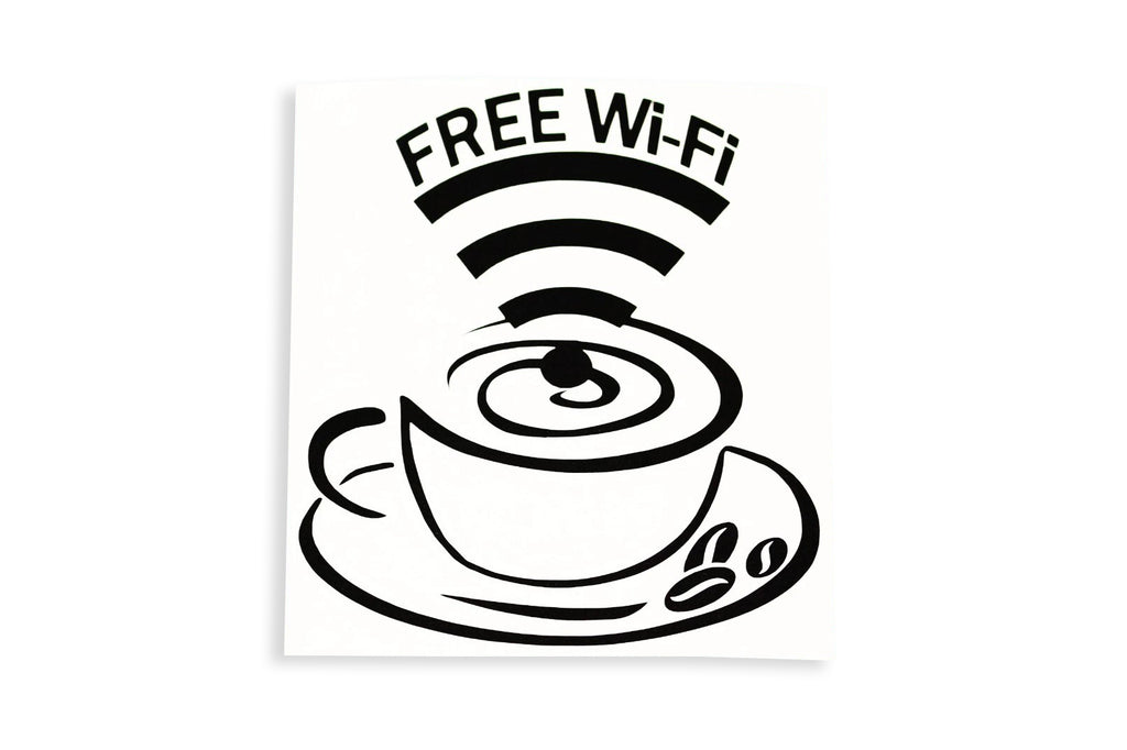 Coffee Cup Shop Café Door Wall Sticker FREE Wi-Fi Window Vinyl Decal - klmarket.uk