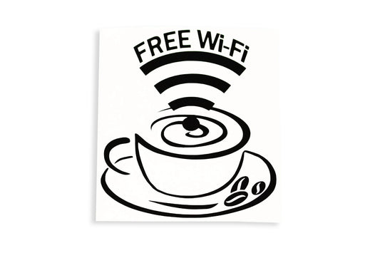 Coffee Cup Shop Café Door Wall Sticker FREE Wi-Fi Window Vinyl Decal - klmarket.uk