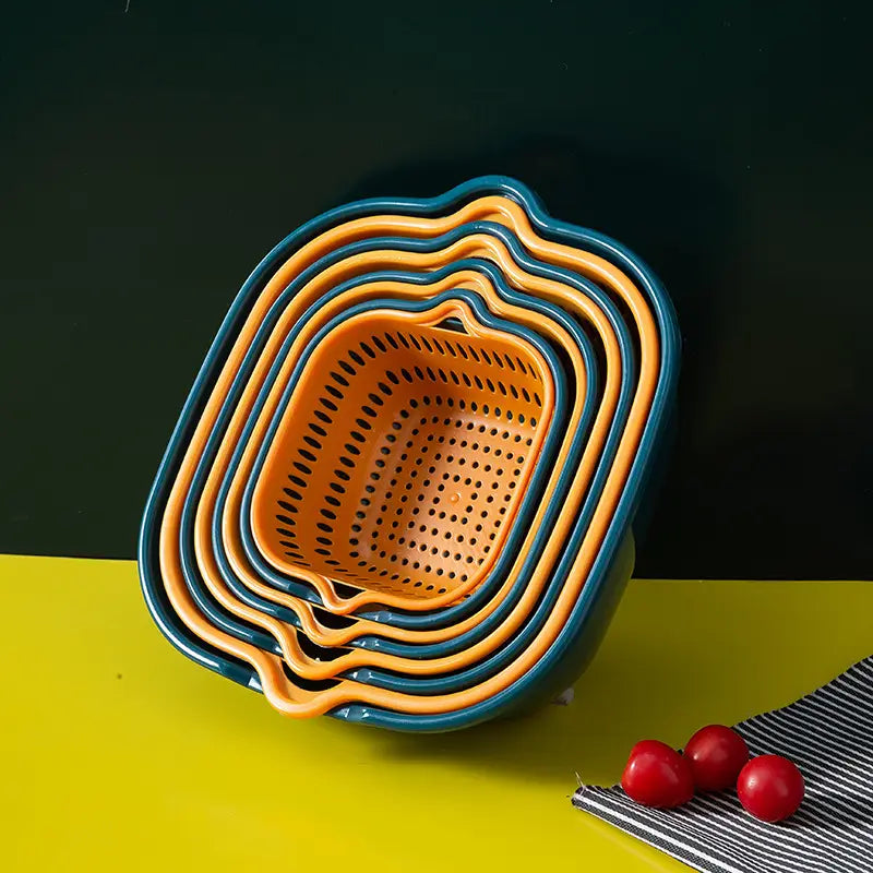 Set of 3 Plastic Colander Double-Layer Drain Basket Strainers for Vegetables