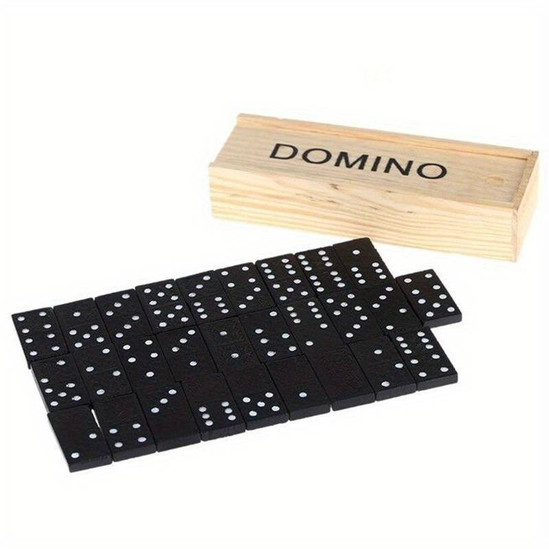 Board Game Dominoes 28pcs Black With Wooden Box - klmarket.uk