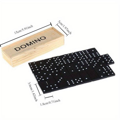 Board Game Dominoes 28pcs Black With Wooden Box - klmarket.uk