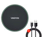 Fast Wireless Charger with small USB A to USB C Cable Lead Cord BLACK