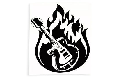Guitar On Fire Music Love Car Bumper Sticker Tailgate Window Vinyl Decal - klmarket.uk