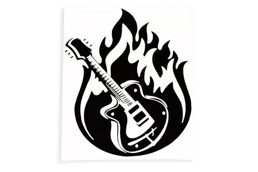 Guitar On Fire Music Love Car Bumper Sticker Tailgate Window Vinyl Decal - klmarket.uk