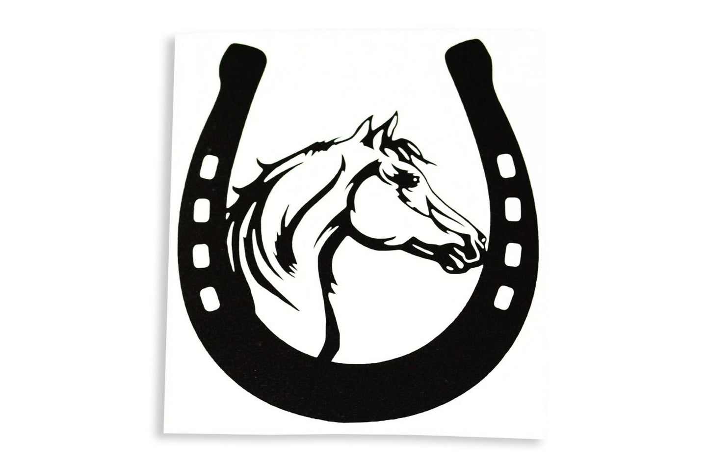 Horseshoe With Horse Head Car Van Bumper Sticker Window Trailer Vinyl Decal - klmarket.uk