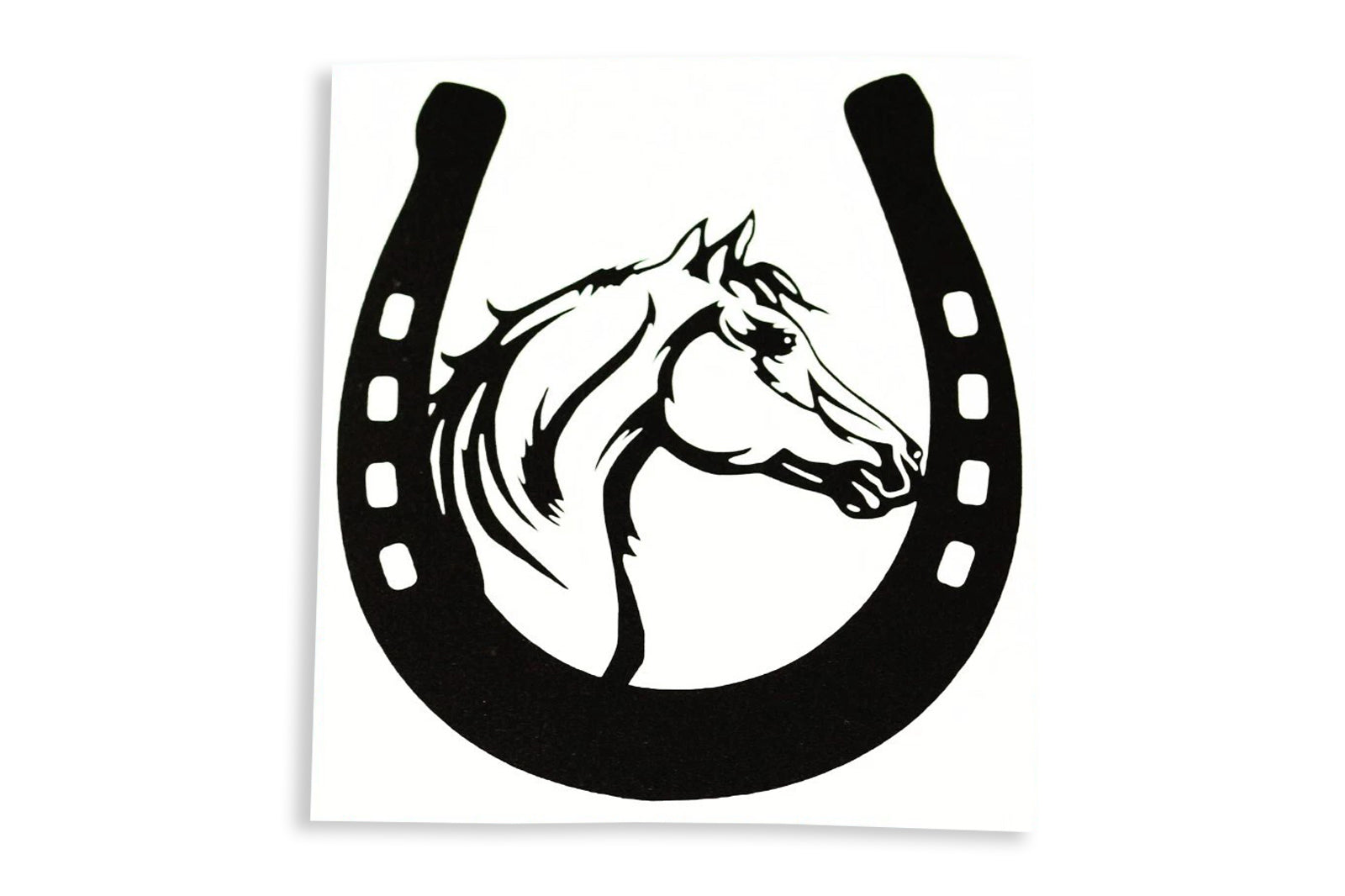 Horseshoe With Horse Head Car Van Bumper Sticker Window Trailer Vinyl Decal - klmarket.uk