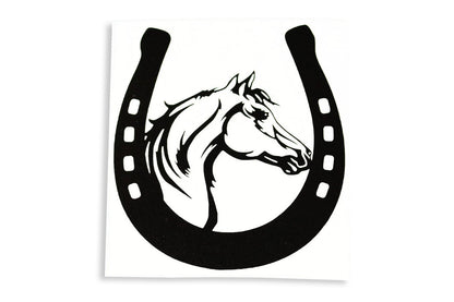 Horseshoe With Horse Head Car Van Bumper Sticker Window Trailer Vinyl Decal - klmarket.uk