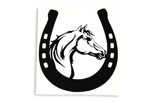 Horseshoe With Horse Head Car Van Bumper Sticker Window Trailer Vinyl Decal - klmarket.uk