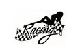 Hot Girl On Racing Flag Car Bumper Sticker Vinyl Decal - klmarket.uk