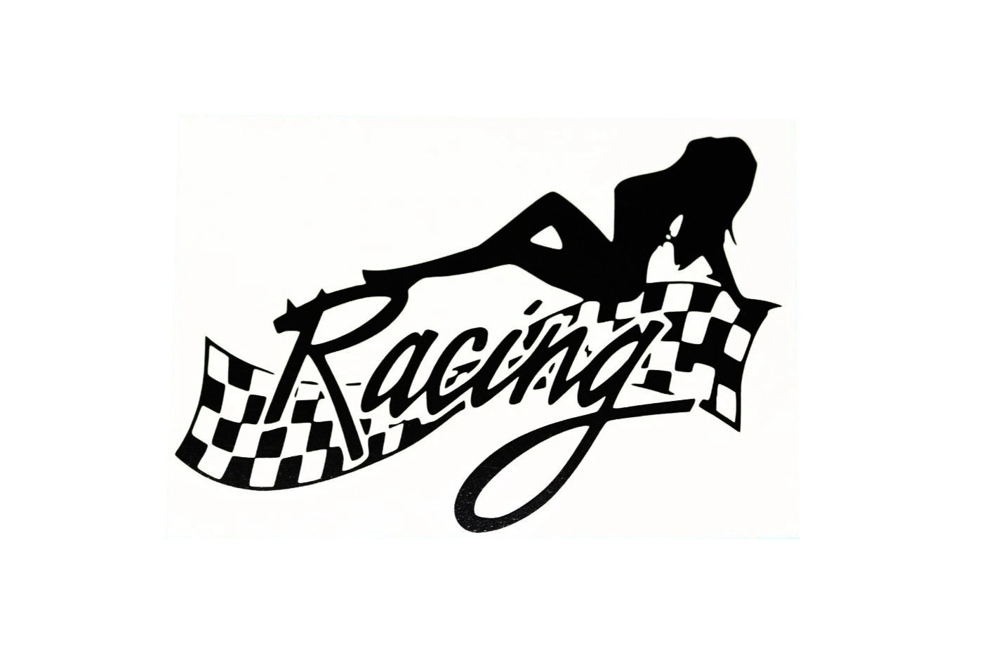 Hot Girl On Racing Flag Car Bumper Sticker Vinyl Decal - klmarket.uk