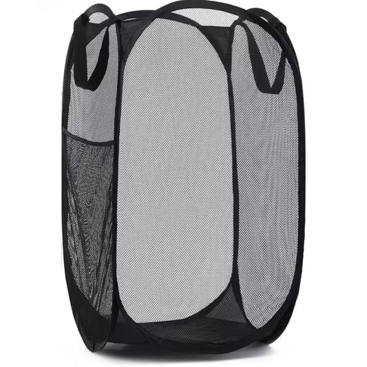 Foldable Compact Laundry Basket Mesh Pop Up Laundry Hamper Side Pocket #3 - klmarket.uk
