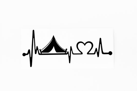 Love Camping Heart Beat EKG With Tent Car Camper Van Bumper Sticker Vinyl Decal - klmarket.uk
